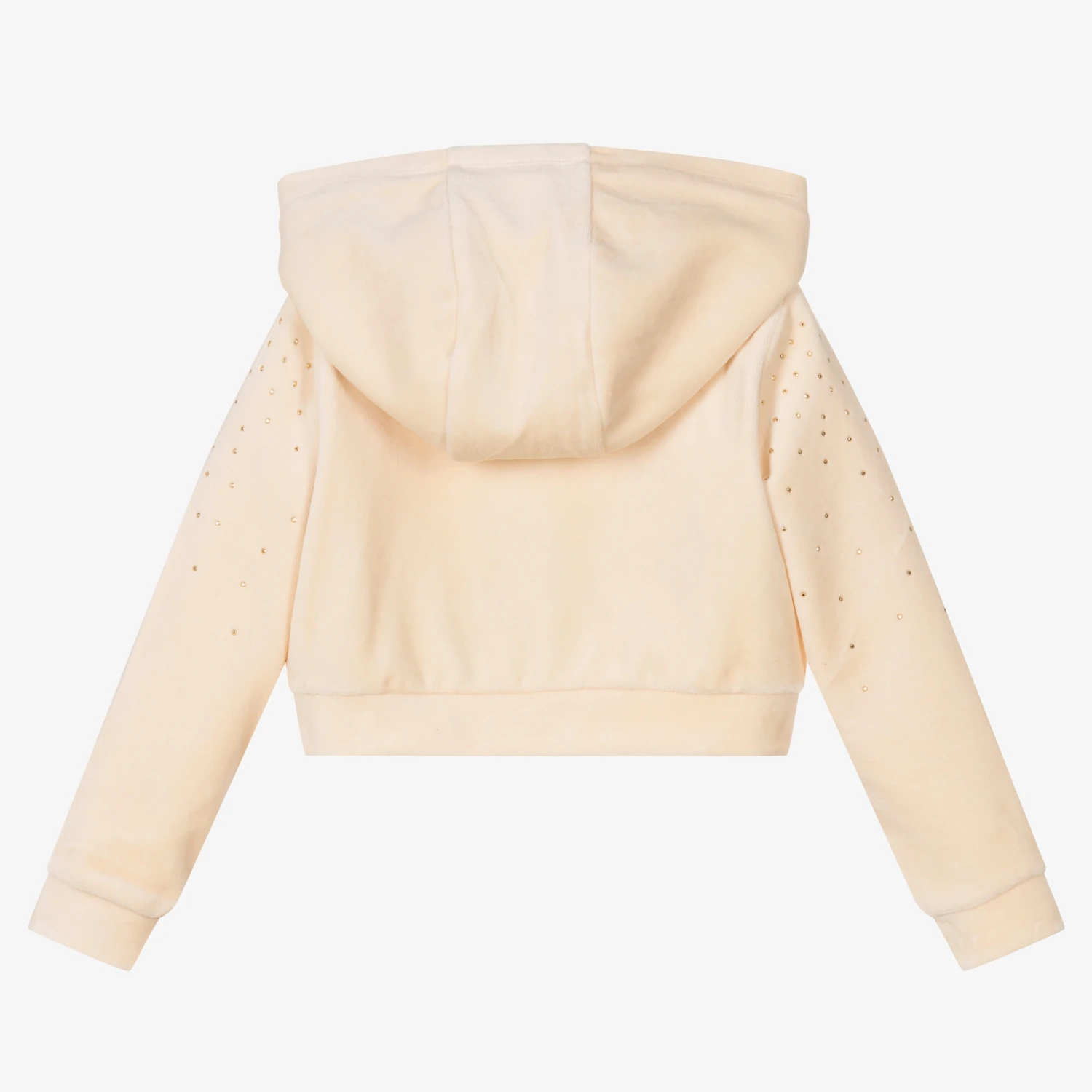 Michael Kors Kids Girls Beige Velour Zip-Up Top 2 Michael Kors Kids Girls Beige Velour Zip-Up Top - Image 2