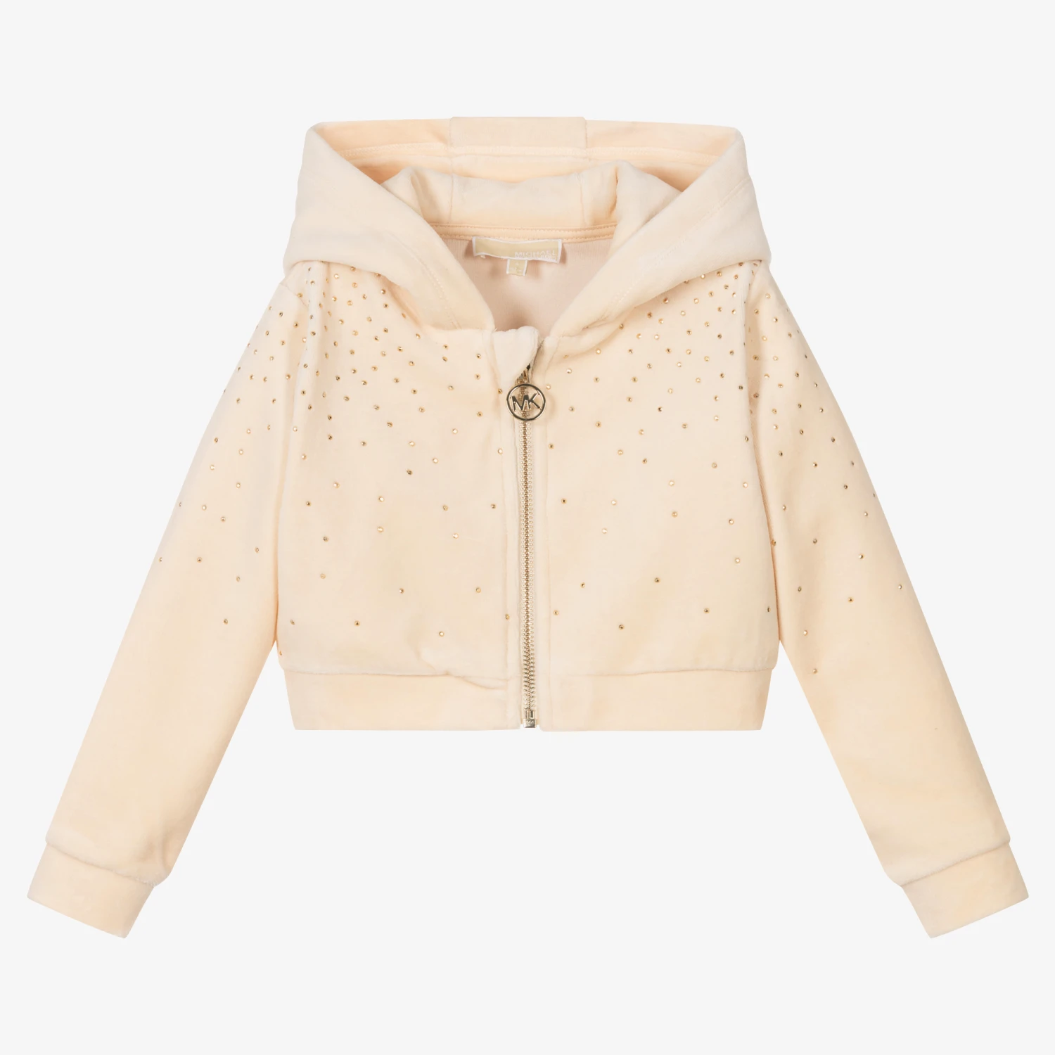 Michael Kors Kids Girls Beige Velour Zip-Up Top 1 Michael Kors Kids Girls Beige Velour Zip-Up Top