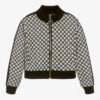 Michael Kors Kids Girls Black & White Logo Zip-Up Top