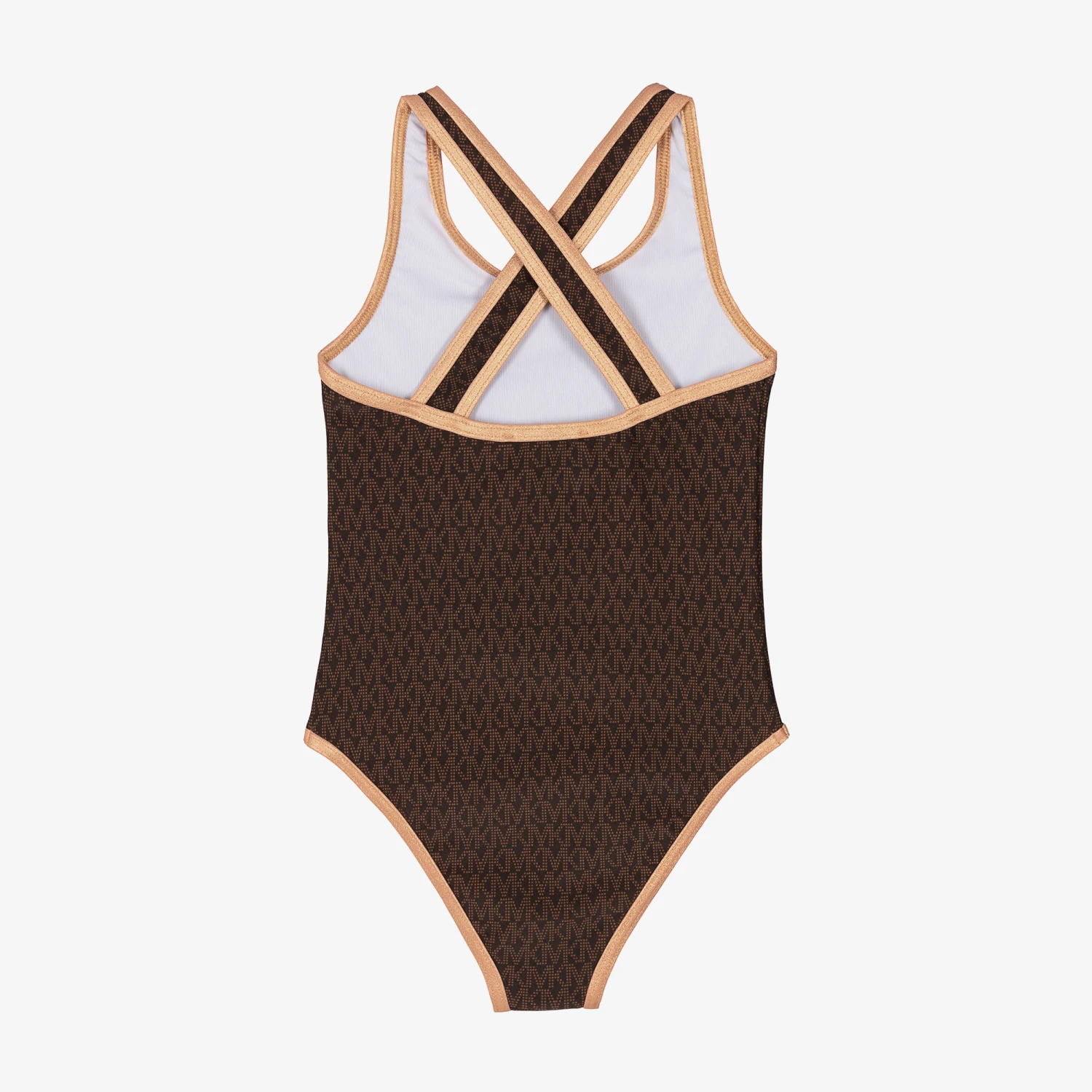 Michael Kors Kids Girls Brown Logo Swimsuit 2 Michael Kors Kids Girls Brown Logo Swimsuit - Image 2