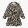 Michael Kors Kids Ivory & Black Zebra Shirt Dress