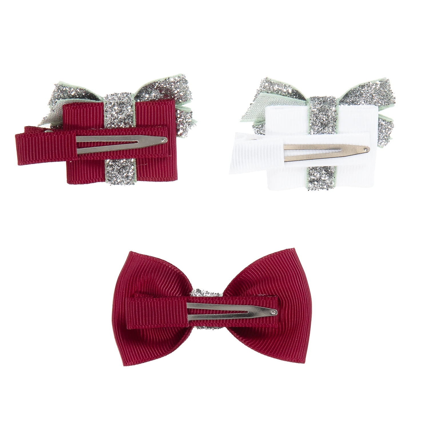 Milledeux Red & Silver Hair Clips (3pk) 4 Milledeux Red & Silver Hair Clips (3pk) - Image 4