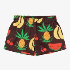 Mini Rodini Brown Organic Cotton Fruit Print Shorts