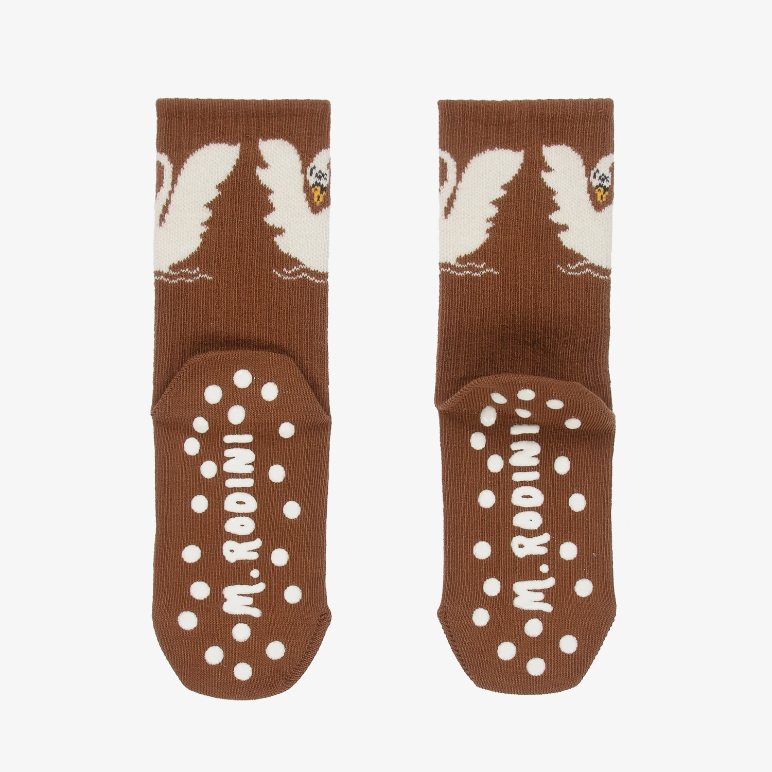 Mini Rodini Brown Swan Anti-Slip Socks 3 Mini Rodini Brown Swan Anti-Slip Socks - Image 3