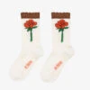 Mini Rodini Girls Ivory Cotton Rose Socks