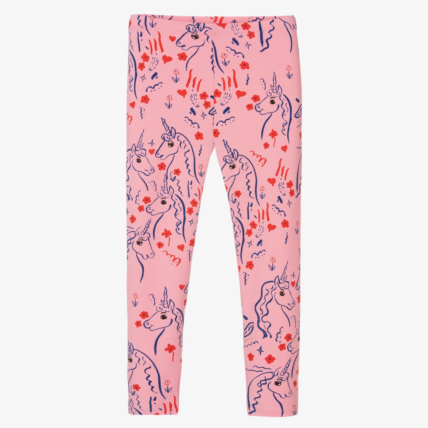 Mini Rodini Girls Pink Cotton Unicorn Leggings 1 Mini Rodini Girls Pink Cotton Unicorn Leggings