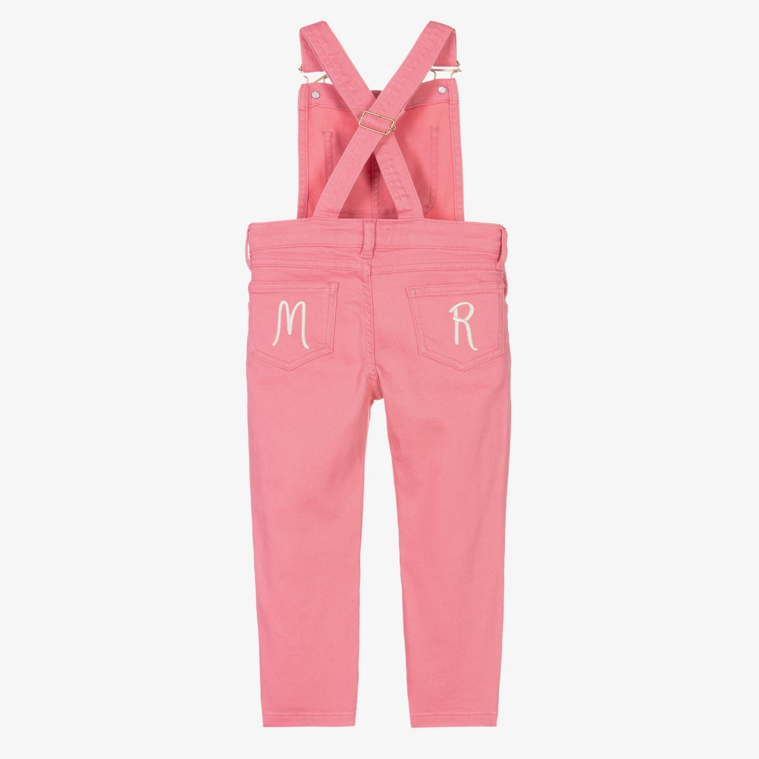 Mini Rodini Girls Pink Organic Cotton Dungarees 3 Mini Rodini Girls Pink Organic Cotton Dungarees - Image 3