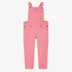 Mini Rodini Girls Pink Organic Cotton Dungarees