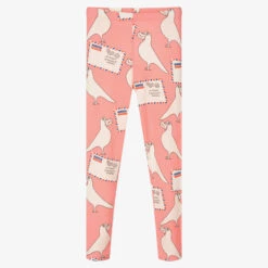 Mini Rodini Girls Pink Pigeon Leggings