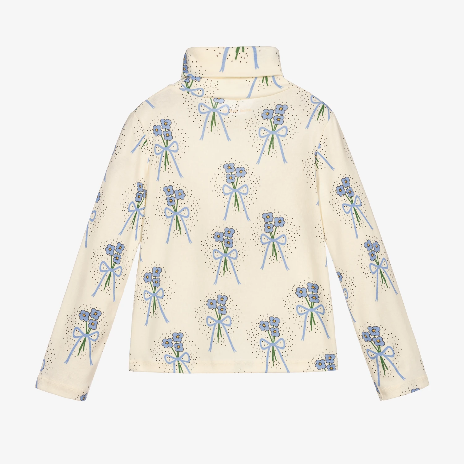 Mini Rodini Ivory & Blue Roll Neck Top 3 Mini Rodini Ivory & Blue Roll Neck Top - Image 3