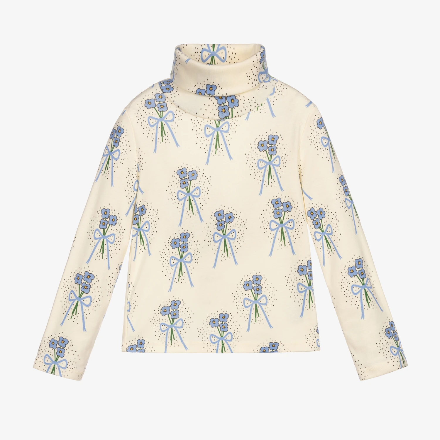 Mini Rodini Ivory & Blue Roll Neck Top 1 Mini Rodini Ivory & Blue Roll Neck Top