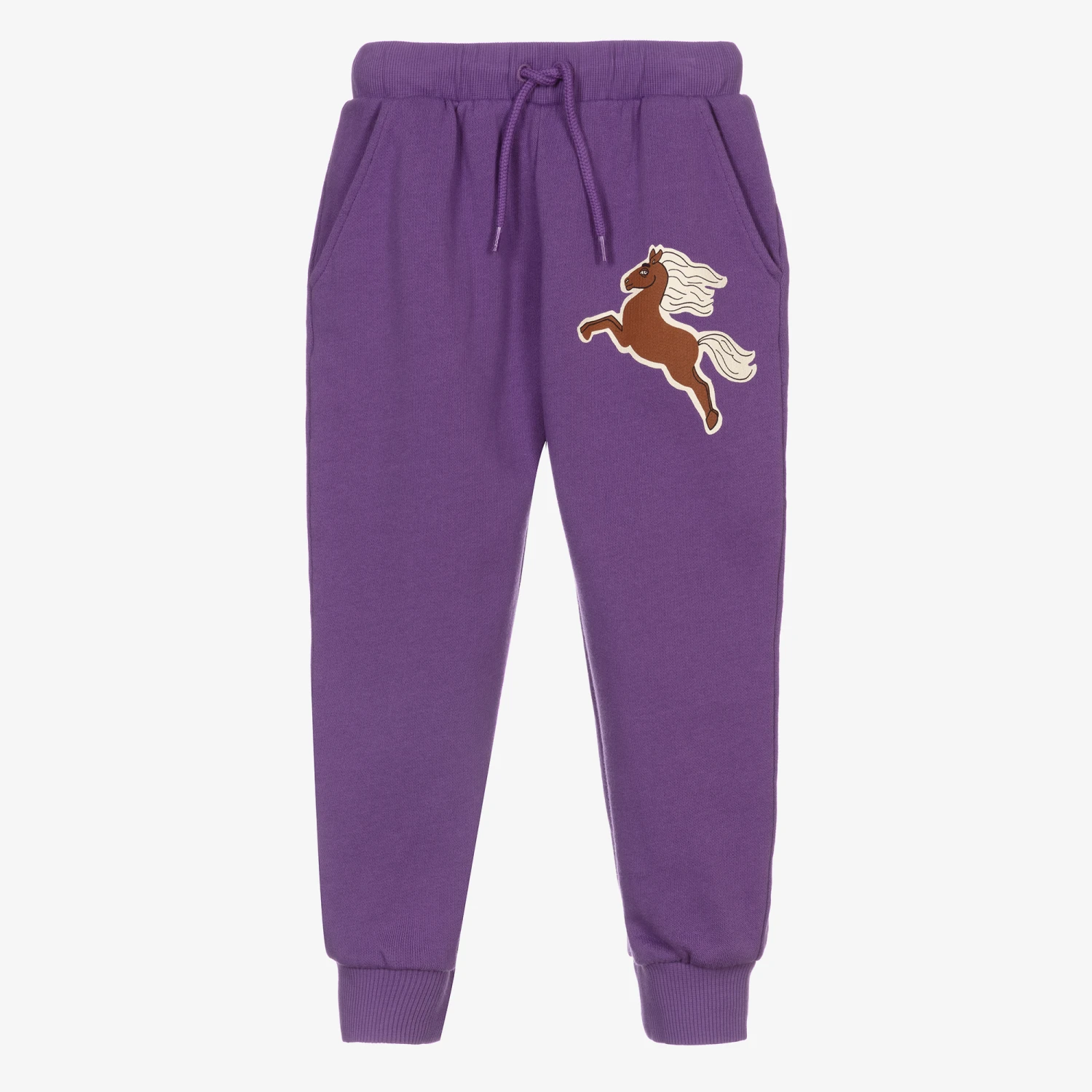Mini Rodini Purple Cotton Horse Joggers 1 Mini Rodini Purple Cotton Horse Joggers