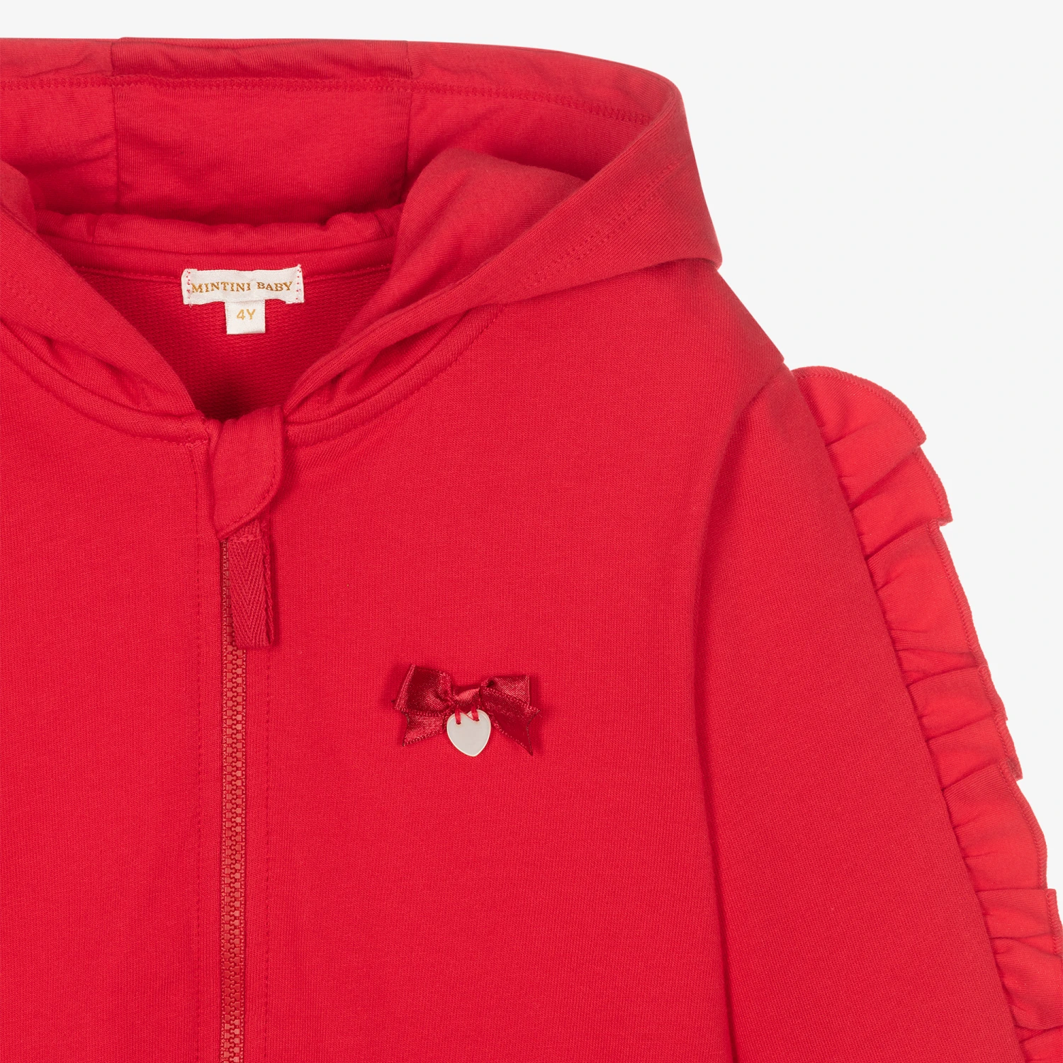 Mintini Baby Girls Red Zip-Up Hoodie 3 Mintini Baby Girls Red Zip-Up Hoodie - Image 3