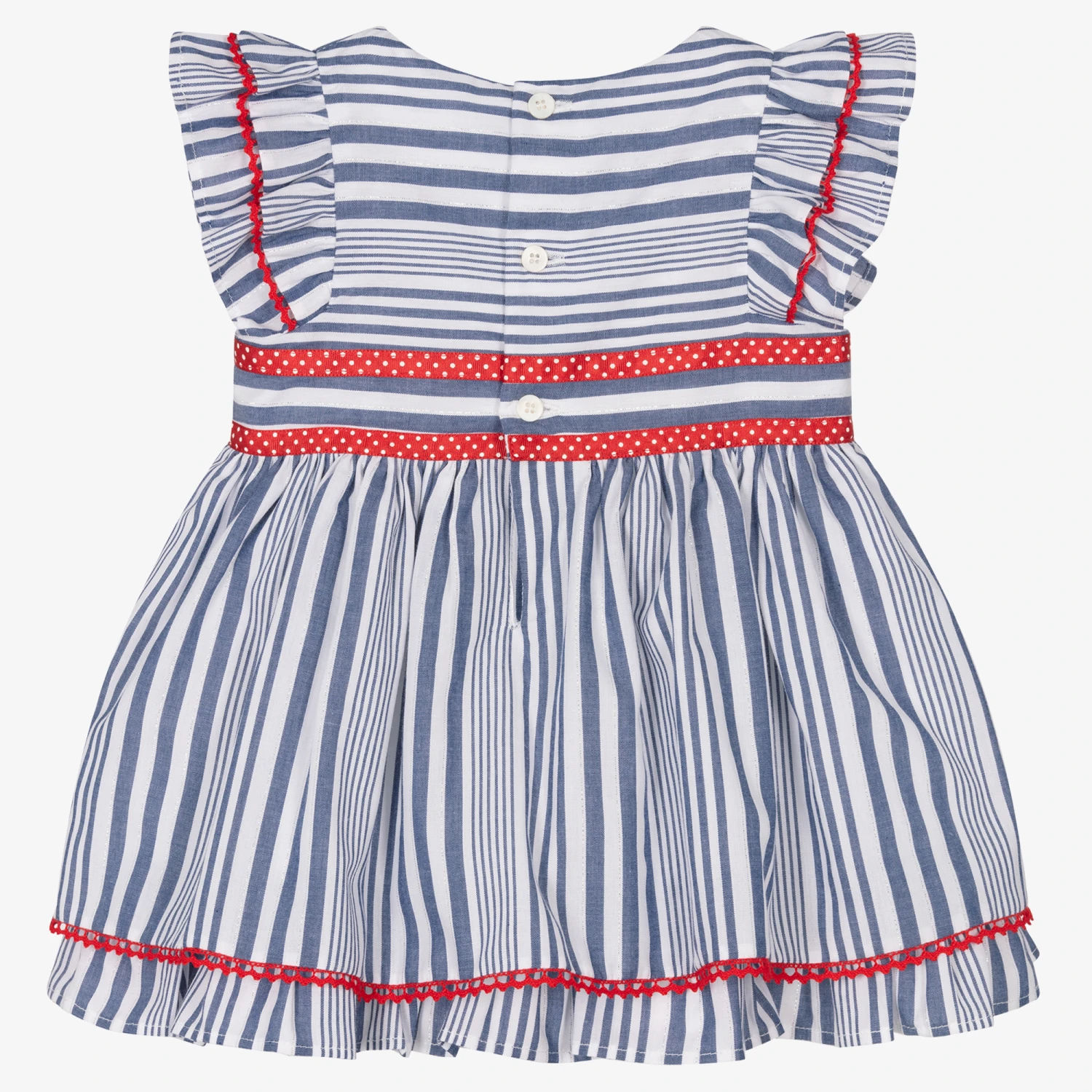 Miranda Girls Blue & White Striped Cotton Dress 3 Miranda Girls Blue & White Striped Cotton Dress - Image 3
