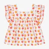 Mitty James Girls White & Orange Cotton Fruit Blouse