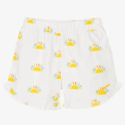 Mitty James Girls White & Yellow Cotton Sunshine Shorts