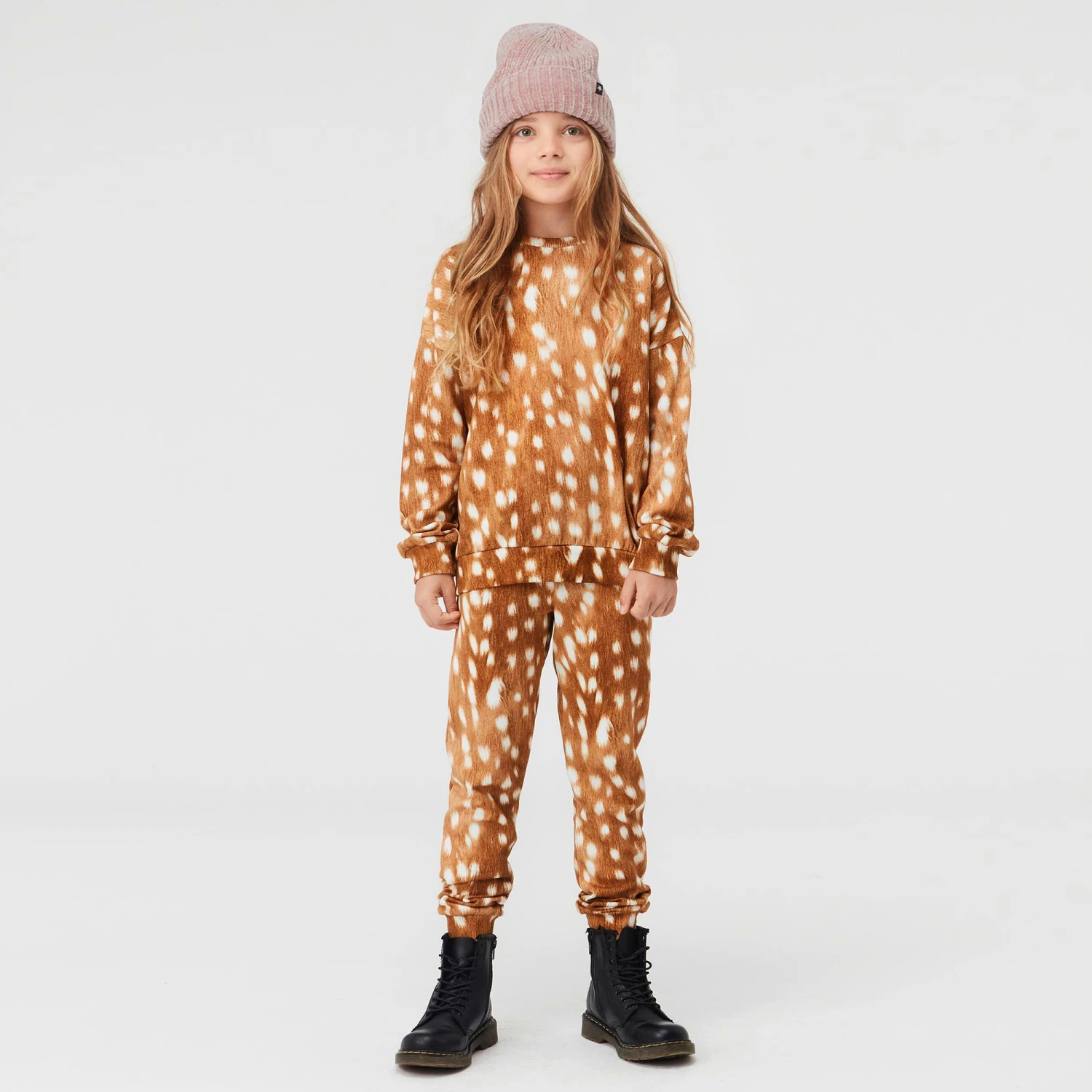 Molo Beige Deer Print Sweatshirt 2 Molo Beige Deer Print Sweatshirt - Image 2