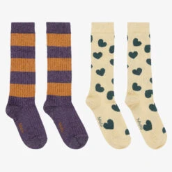 Molo Beige & Purple Socks (2 Pack)