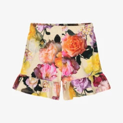 Molo Girls Beige Floral Cotton Shorts
