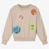 Molo Girls Beige Smiling Face Sweatshirt