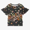 Molo Girls Black Cotton Floral T-Shirt