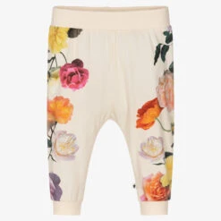 Molo Girls Ivory Cotton Flower Joggers