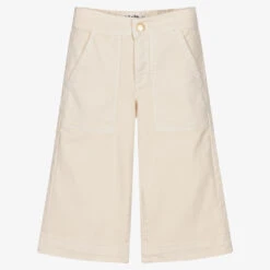 Molo Ivory Cotton Wide Leg Trousers