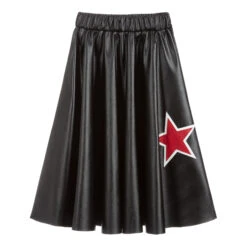 Monnalisa Black Faux Leather Skirt