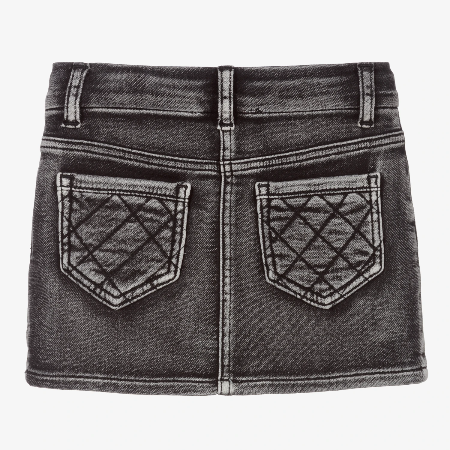 Monnalisa Black Floral Denim Mini Skirt 2 Monnalisa Black Floral Denim Mini Skirt - Image 2