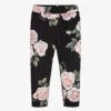 Monnalisa Chic Black & Pink Roses Trousers
