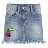 Monnalisa Blue Denim Cherry Skirt
