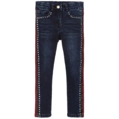 Monnalisa Blue Denim Studded Jeans