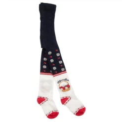 Monnalisa Blue & Ivory Floral Tights