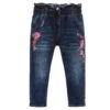 Monnalisa Blue & Pink Embroidered Jeans