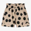 Monnalisa Girls Beige Polka Dot Cotton Shorts