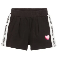 Monnalisa Girls Black Logo Cotton Shorts