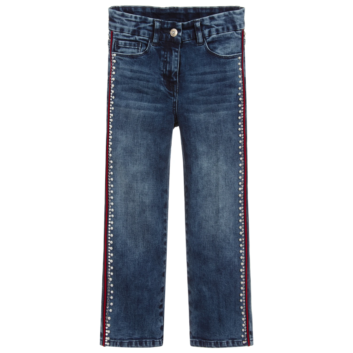 Monnalisa Chic Girls Blue Cotton Denim Jeans 1 Monnalisa Chic Girls Blue Cotton Denim Jeans