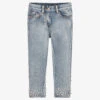 Monnalisa Girls Blue Denim & Pearl Jeans