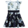 Monnalisa Girls Blue Floral Dress