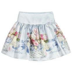 Monnalisa Chic Girls Blue Floral Skirt