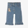 Monnalisa Girls Blue Frill Cotton Denim Jeans