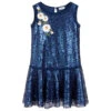 Monnalisa Girls Blue Sequinned Dress