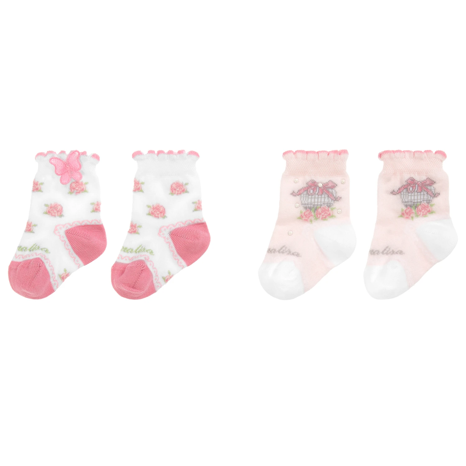 Monnalisa Bebé Girls Cotton Socks (2 Pack) 2 Monnalisa Bebé Girls Cotton Socks (2 Pack) - Image 2