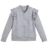 Monnalisa Girls Grey Cotton Zip-Up Top