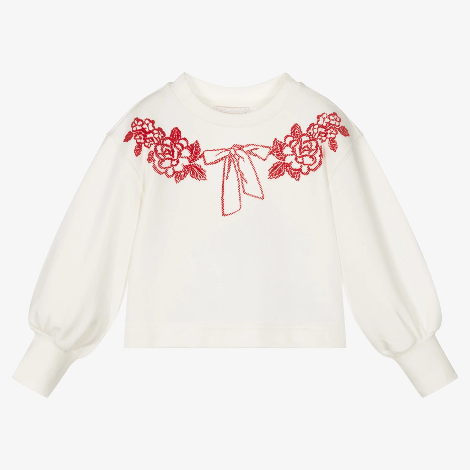 Monnalisa Girls Ivory Cropped Sweatshirt 1 Monnalisa Girls Ivory Cropped Sweatshirt