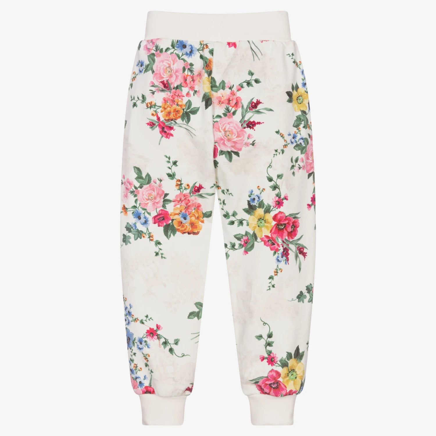 Monnalisa Girls Ivory Floral Joggers 2 Monnalisa Girls Ivory Floral Joggers - Image 2