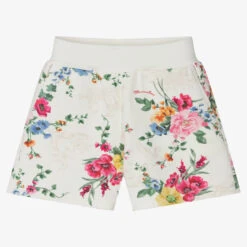 Monnalisa Girls Ivory Floral Shorts