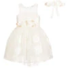 Monnalisa Chic Girls Ivory Spotted Silk Organza Dress