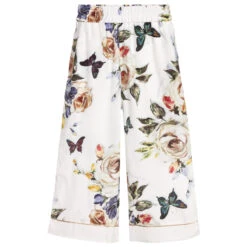 Monnalisa Girls Ivory Viscose Trousers