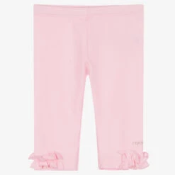Monnalisa Girls Pink Cotton Ruffle Leggings